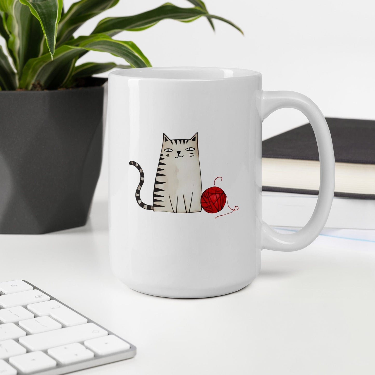 Drawn Cat Mug 15 oz