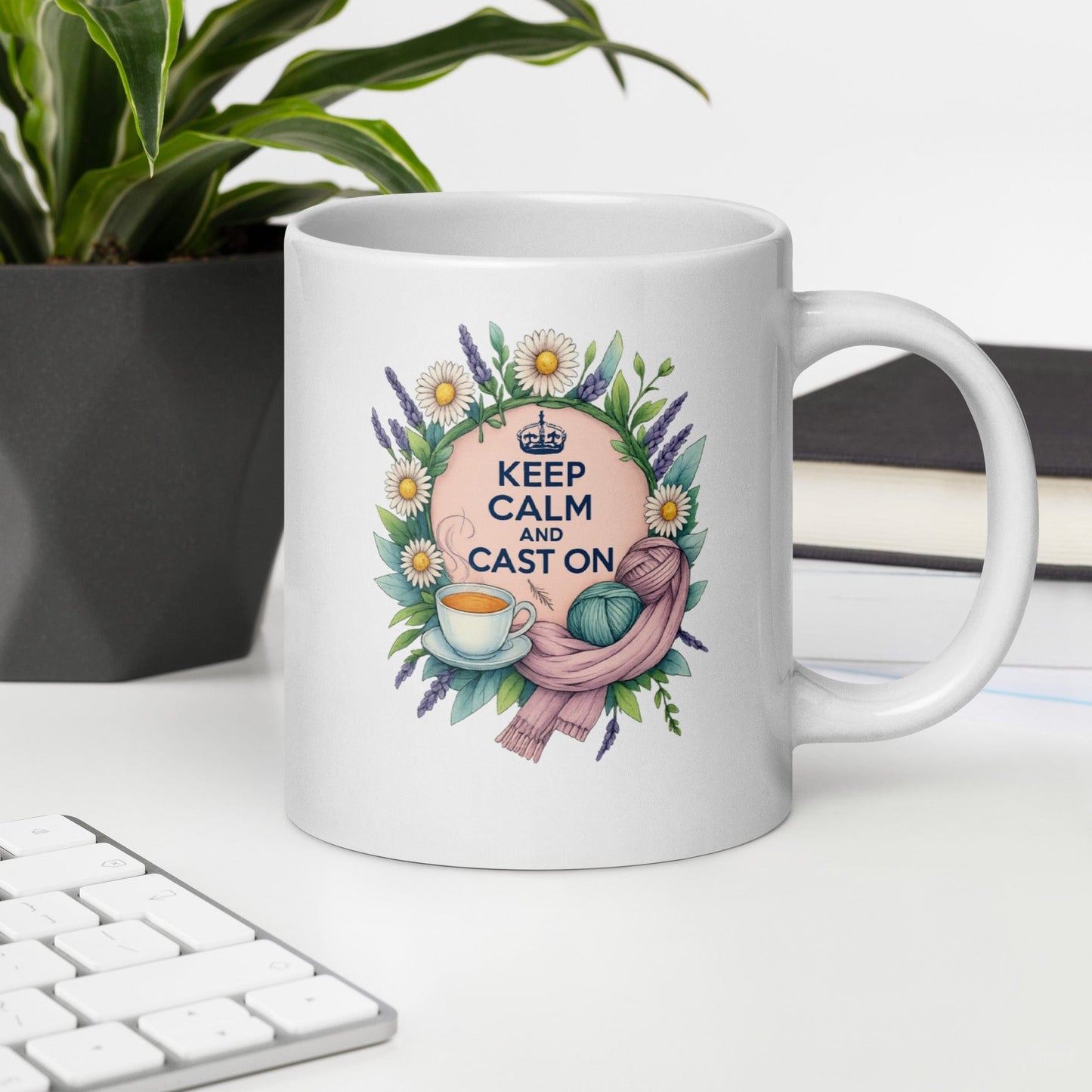 Keep Calm and Cast On Mug 20 oz