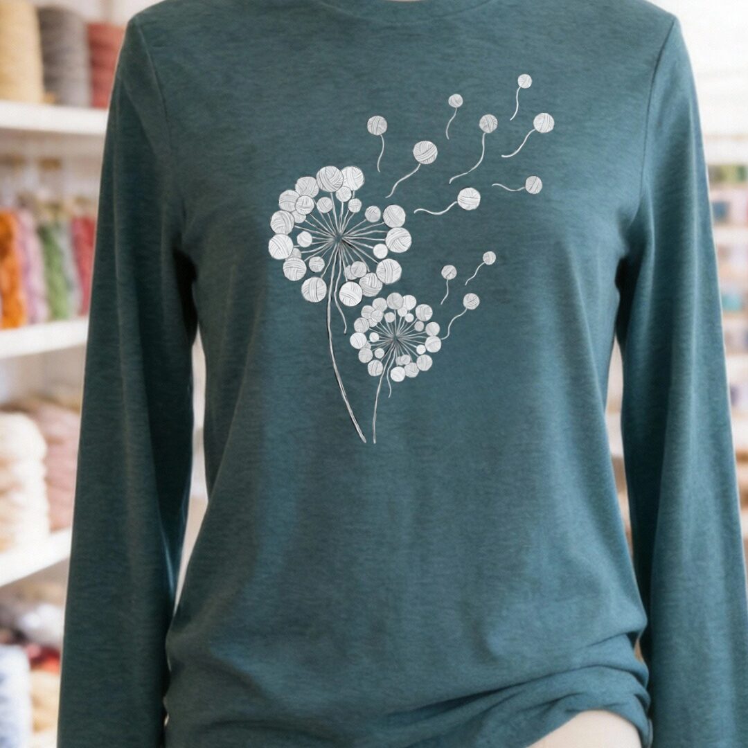 Dandelion Long Sleeve Tee Teal Blue t-shirt