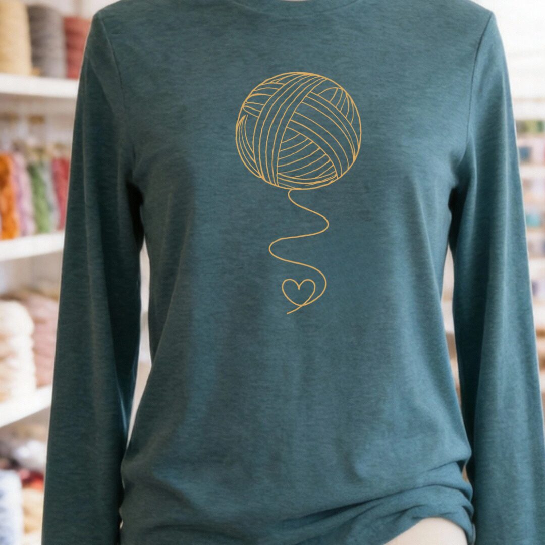 Elegant Yarn Long Sleeve Tee Teal Blue t-shirt