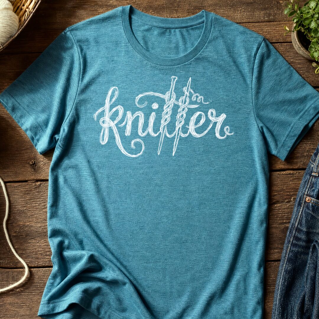 Knitter Text Teal Blue T-Shirt.jpg