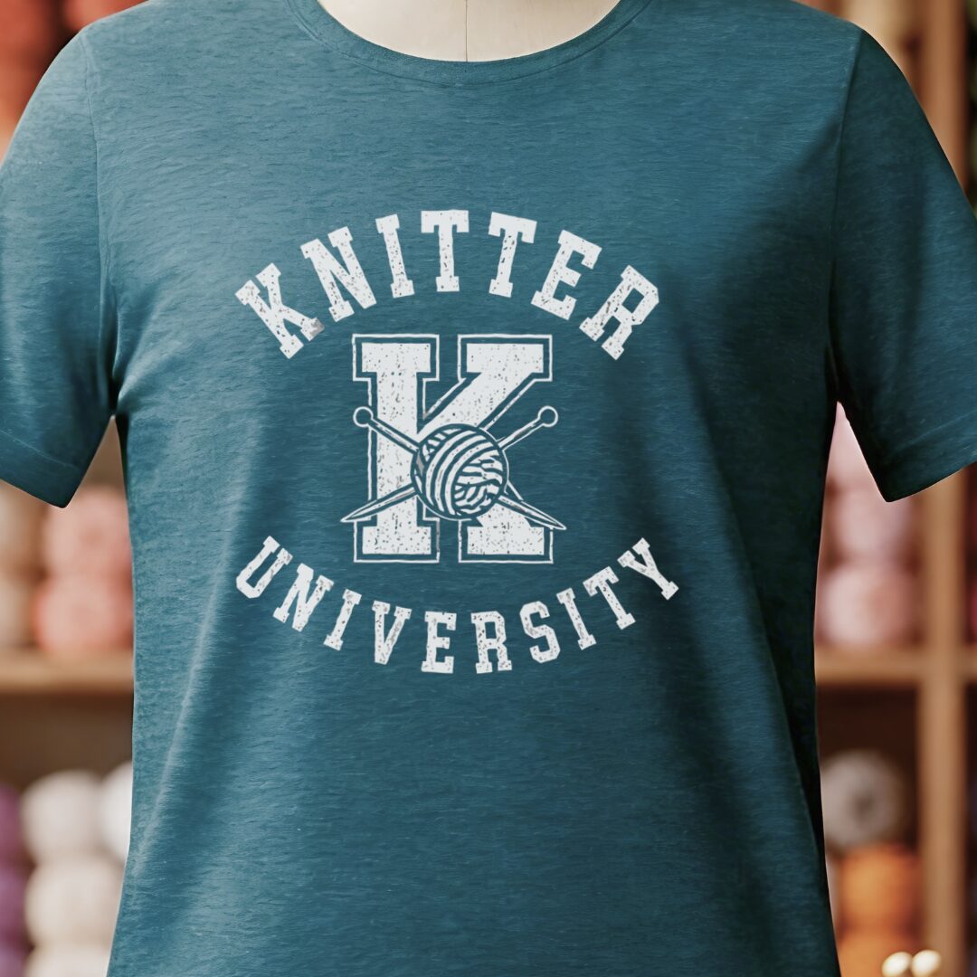 Knitter University T-Shirt Teal Blue t-shirt