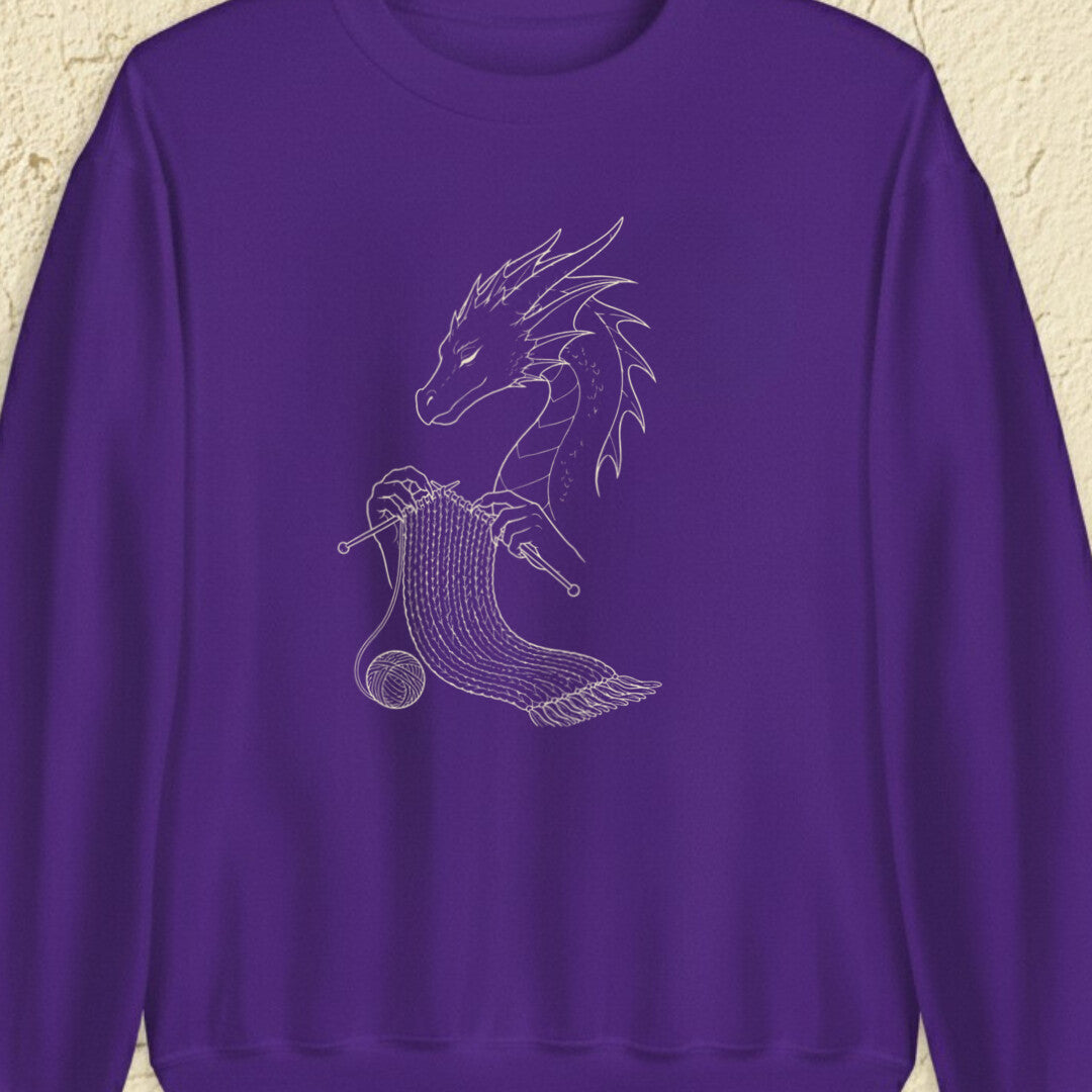 Knitting Dragon Purple Sweatshirt.jpg