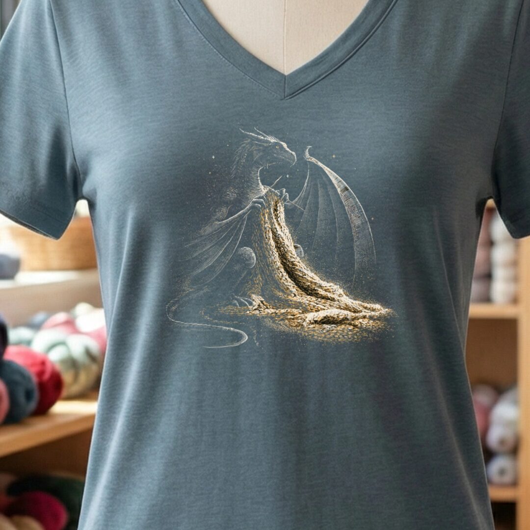 Knitting Dragon Slate V Neck.jpg