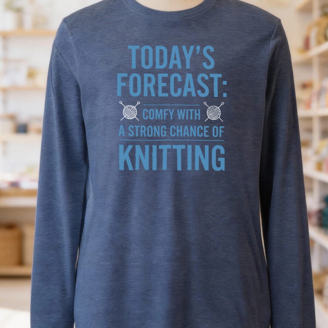 Knitting Forecast Long Sleeve Tee Navy t-shirt