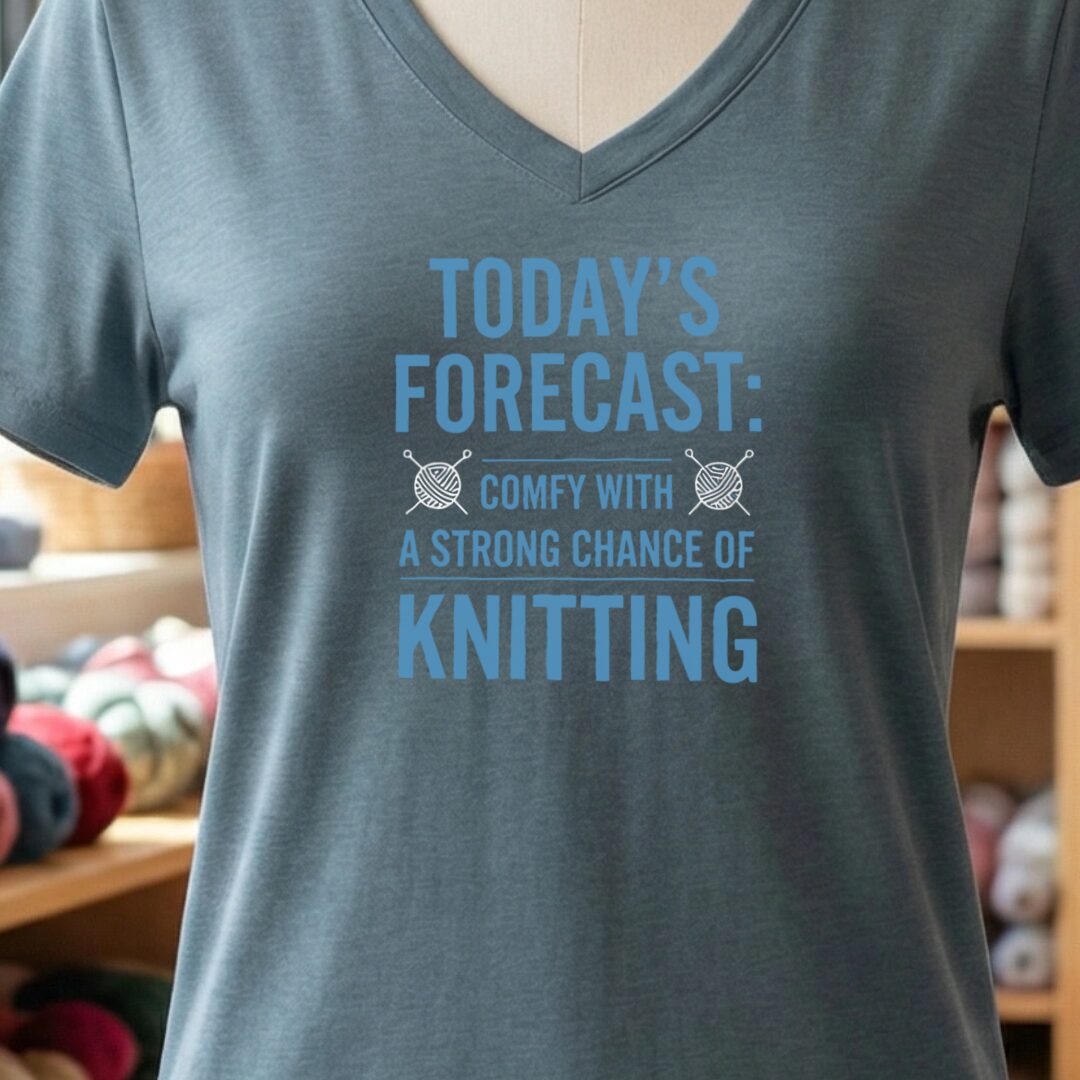 Knitting Forecast V-Neck T-Shirt Slate t-shirt