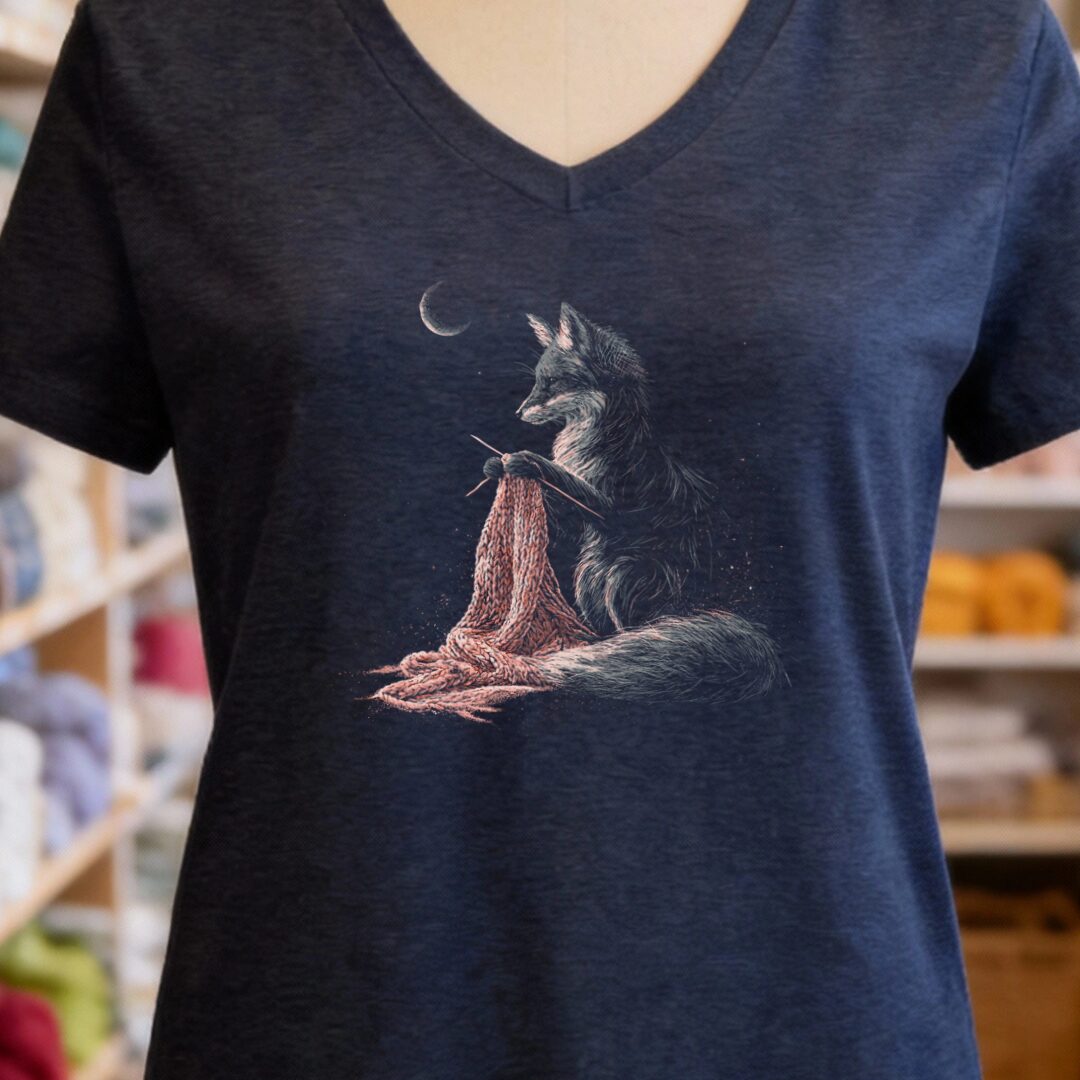 Knitting Fox Navy V Neck.jpg
