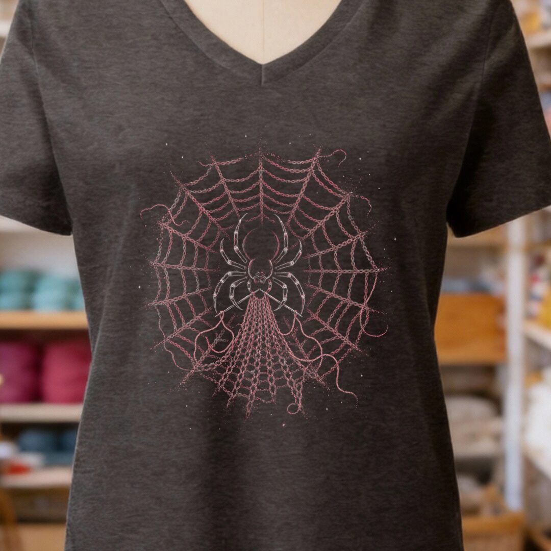 Knitting Spider Dark Grey V Neck.jpg