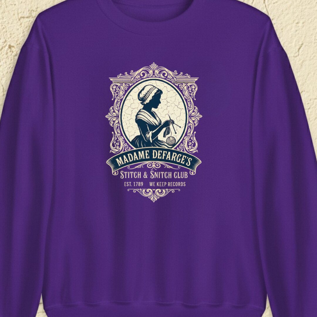 Madame Defarge Club Purple Sweatshirt.jpg