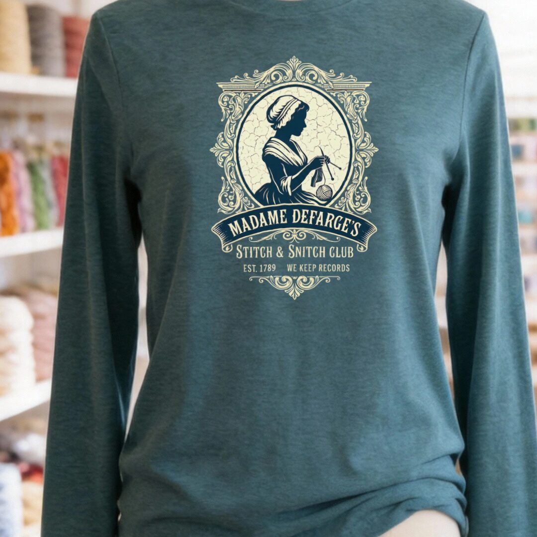 Madame Defarge Club Long Sleeve Tee Teal Blue t-shirt