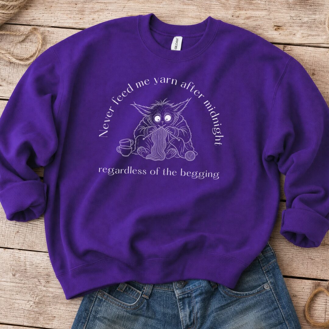 Midnight Yarn Gremlin Purple Sweatshirt.jpg