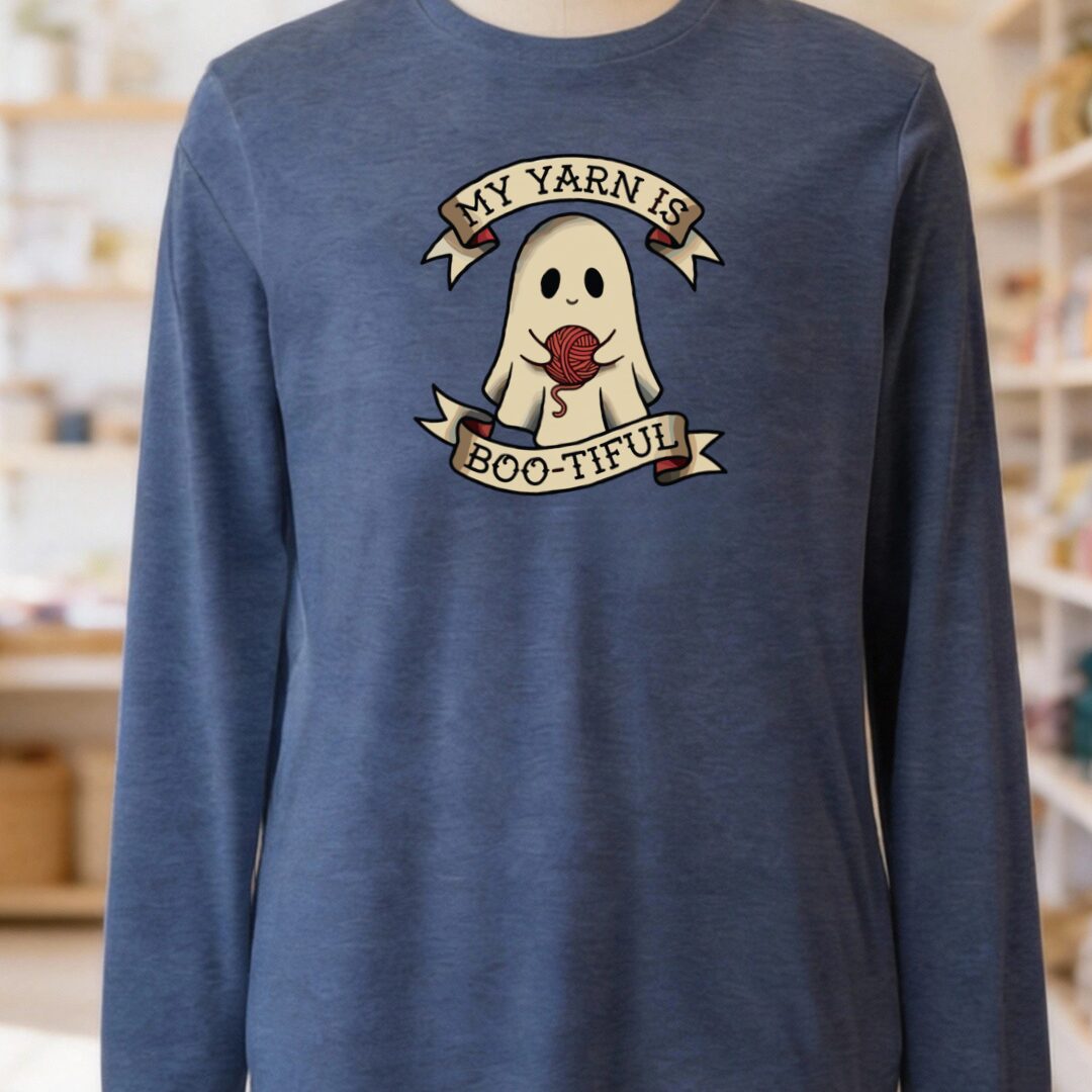 My Yarn Is bootiful Long Sleeve Tee Navy t-shirt