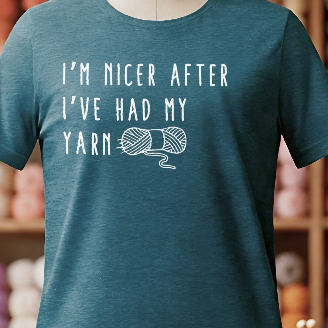 Nicer After Yarn T-Shirt Teal Blue t-shirt