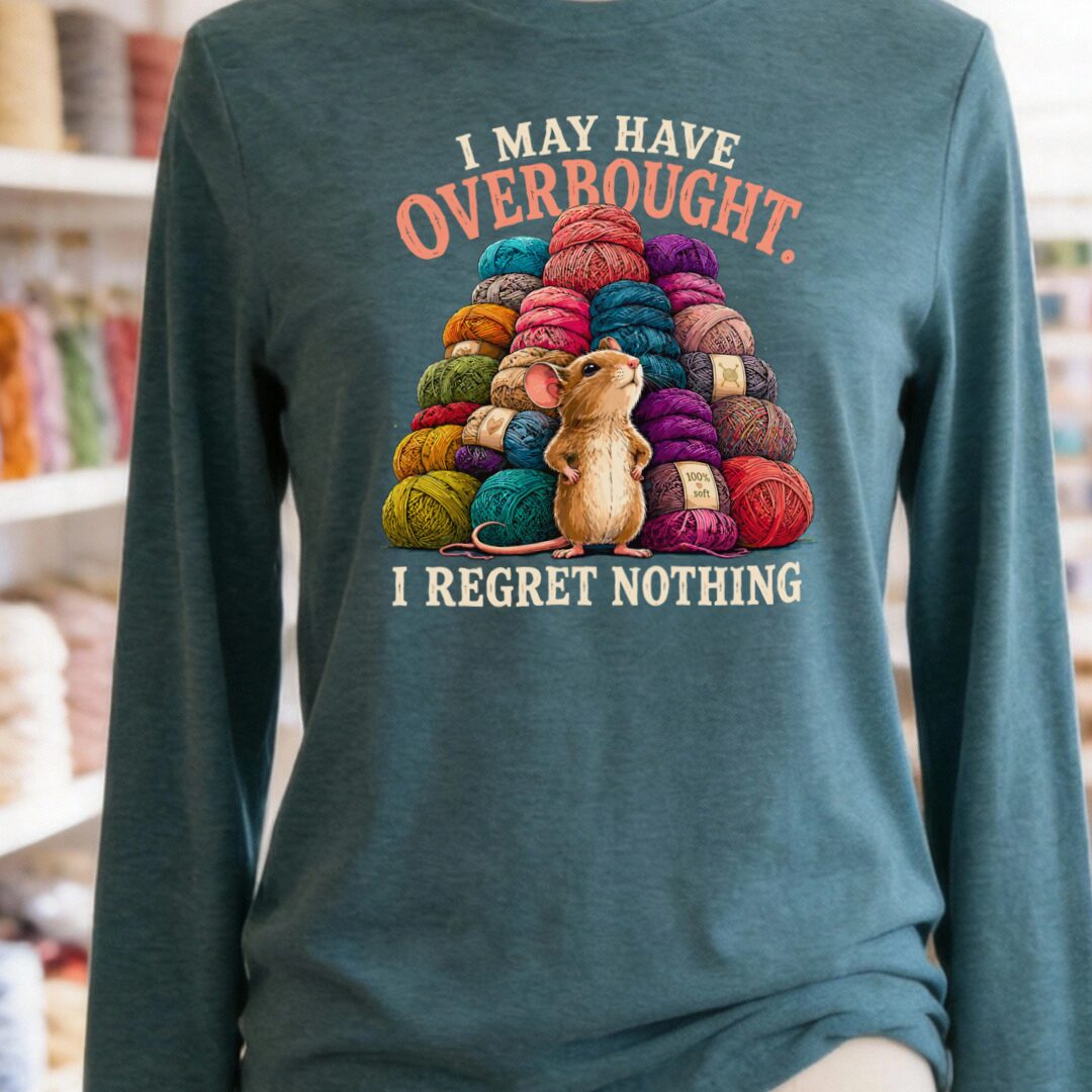 Overbought Long Sleeve Tee Teal Blue t-shirt