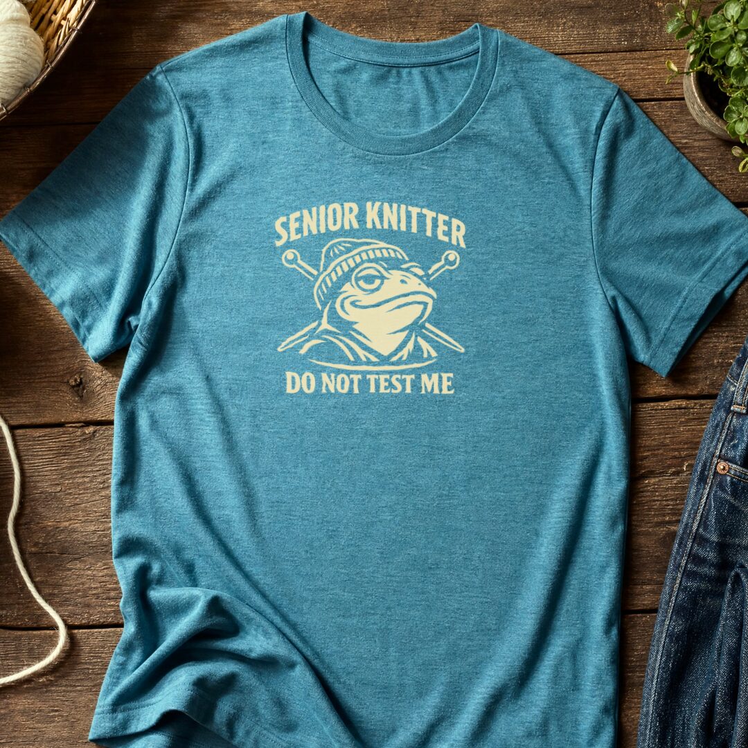 Senior Knitter T-Shirt Teal Blue t-shirt