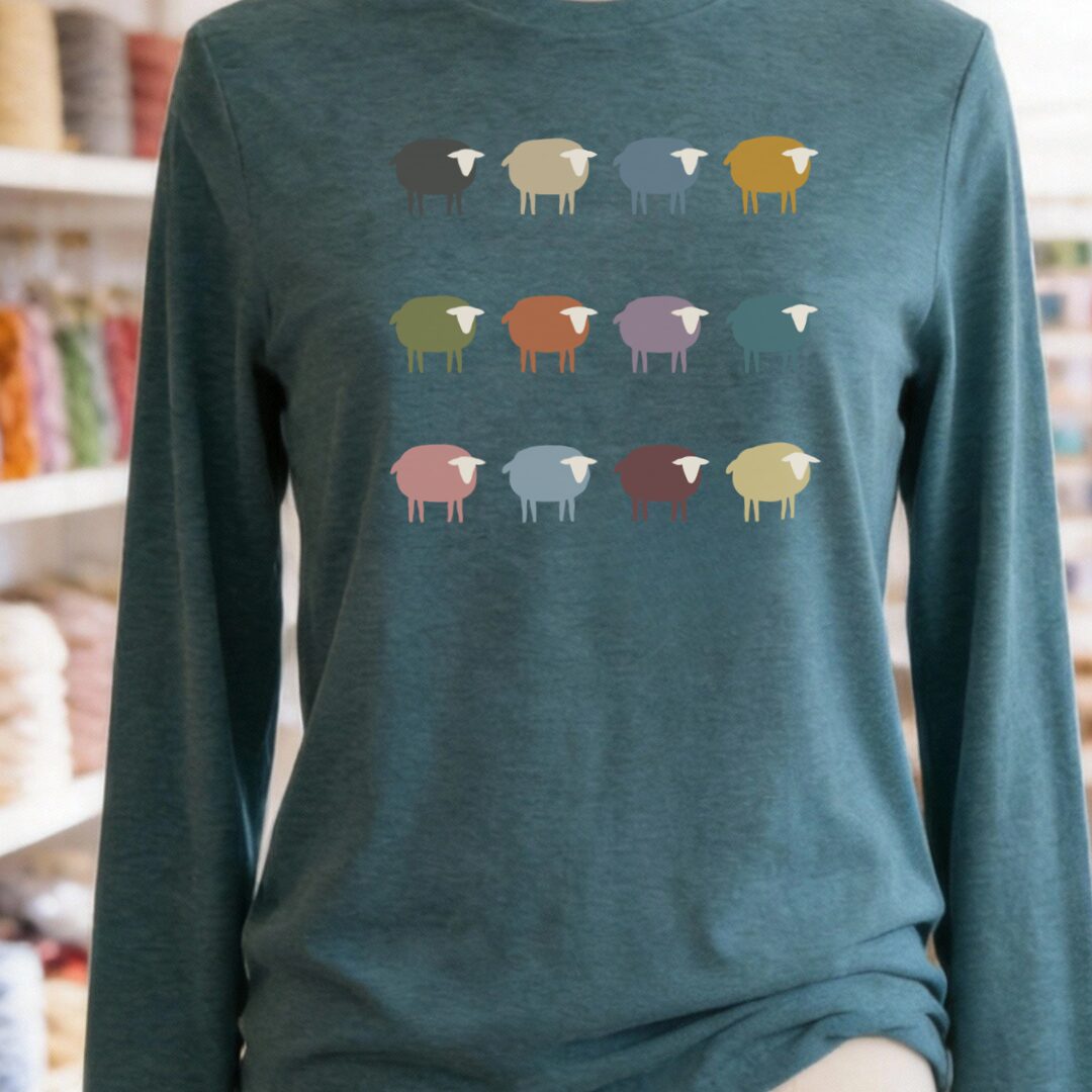Sheep Long Sleeve Tee Teal Blue t-shirt