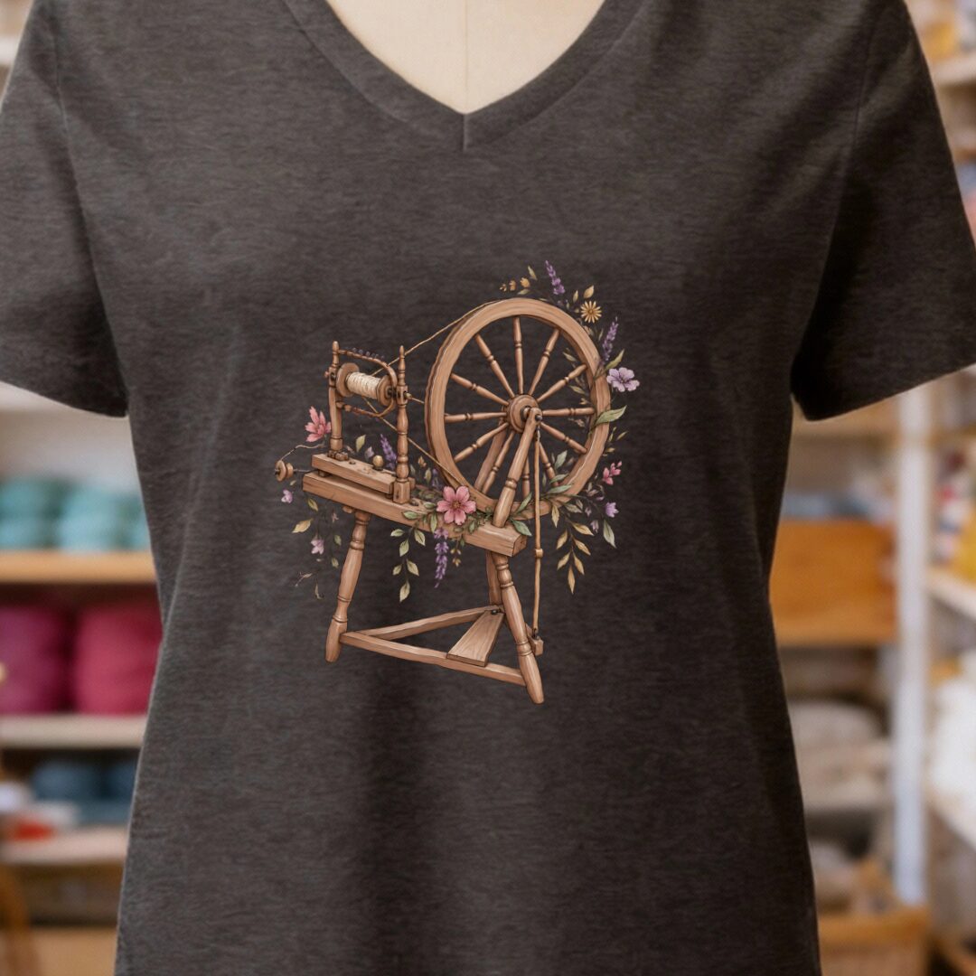 Spinning Wheel Dark Grey V Neck.jpg