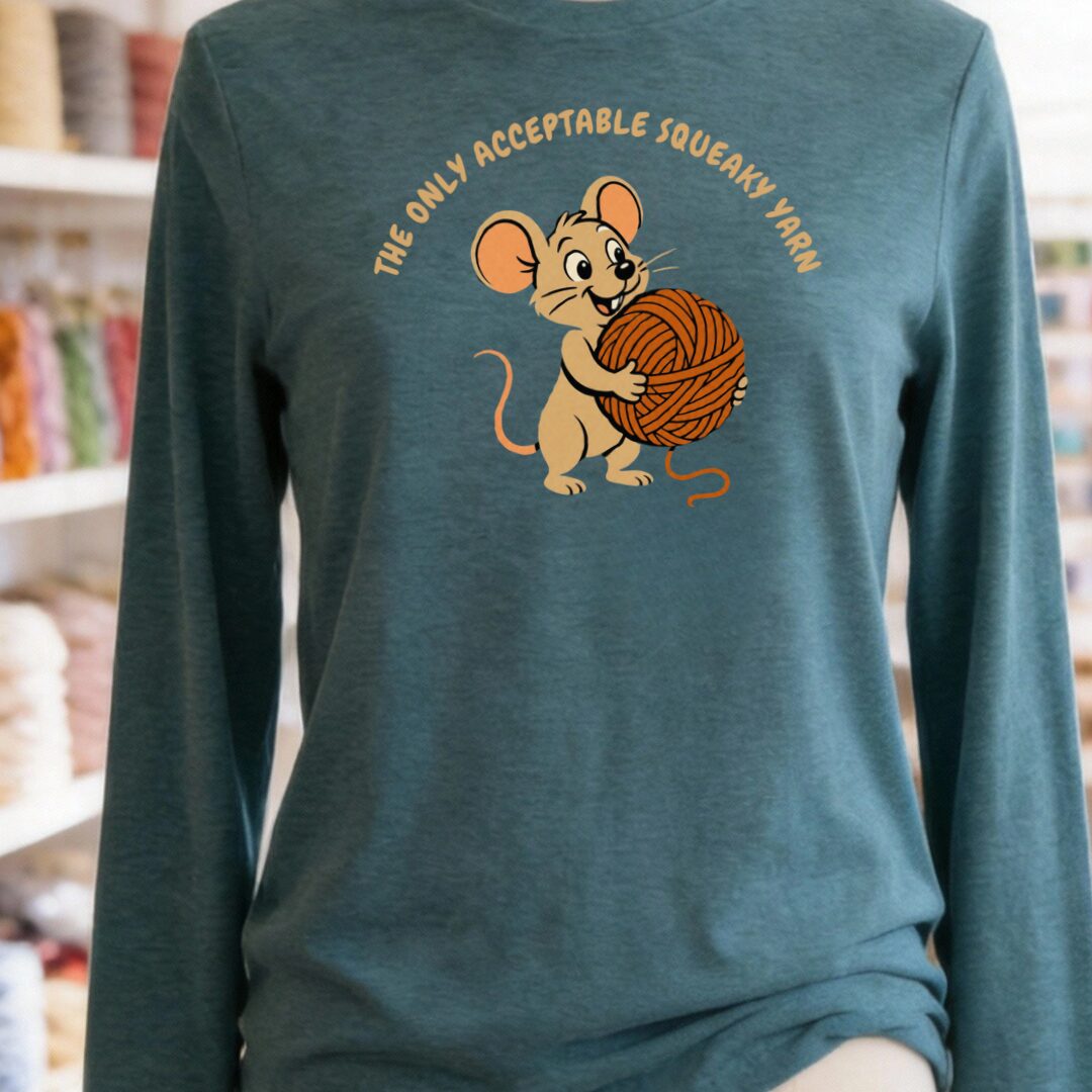 Squeaky Yarn Teal Blue Long Sleeve Tee.jpg
