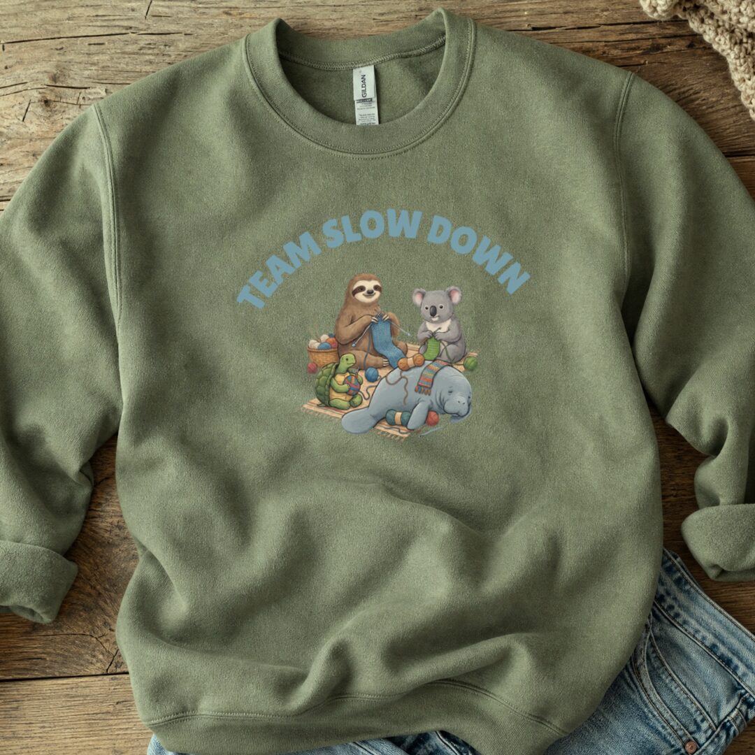 Team Slow Down Sweatshirt Military Green t-shirt