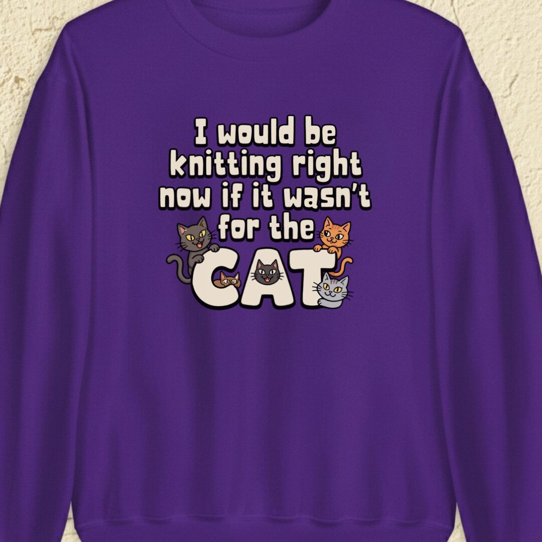 The Cat Stopped Me Purple Sweatshirt.jpg