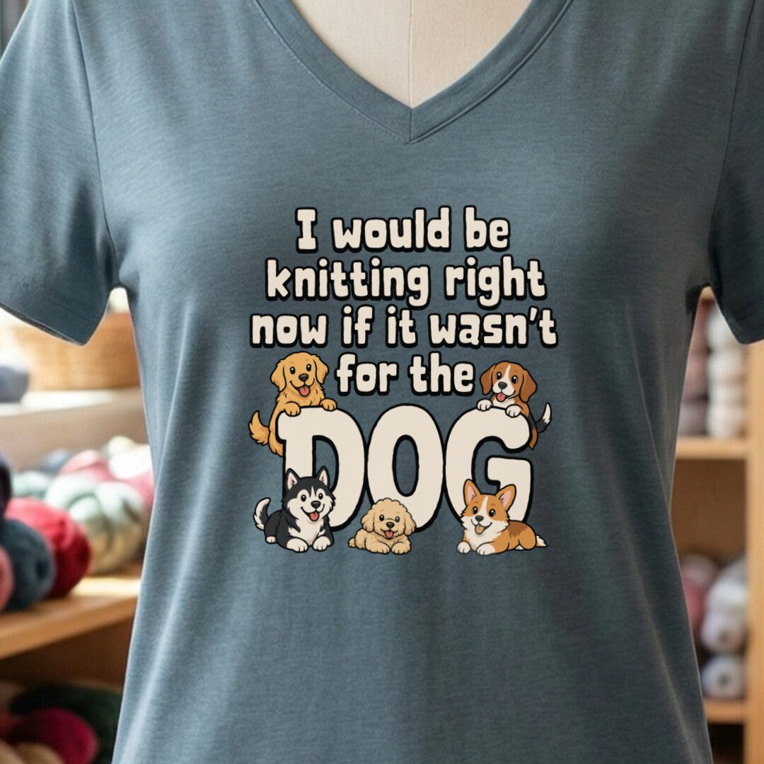 The Dog Stopped Me V-Neck T-Shirt Slate t-shirt