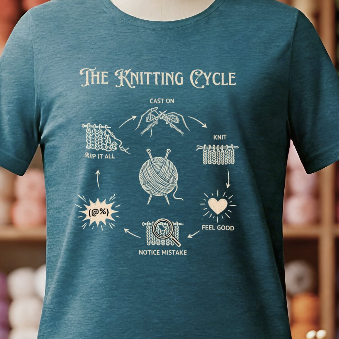 The Knitting Cycle T-Shirt Teal Blue t-shirt