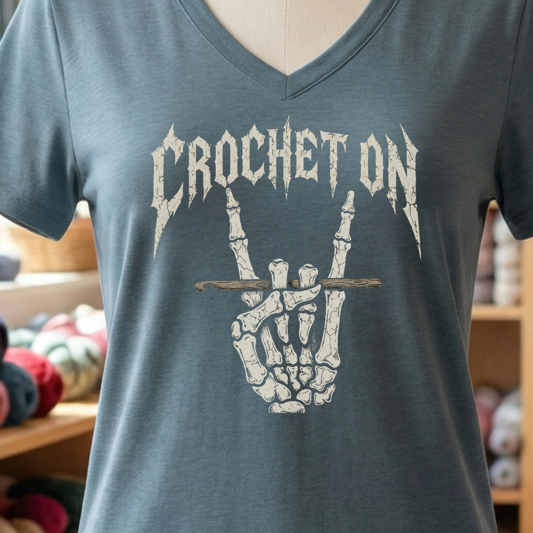 Crochet On V-Neck T-Shirt
