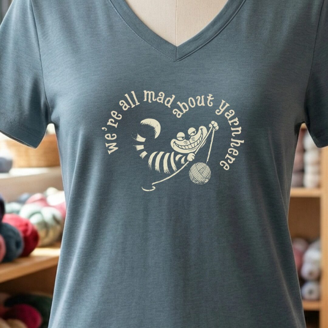 We're All Mad Here V-Neck T-Shirt Slate t-shirt