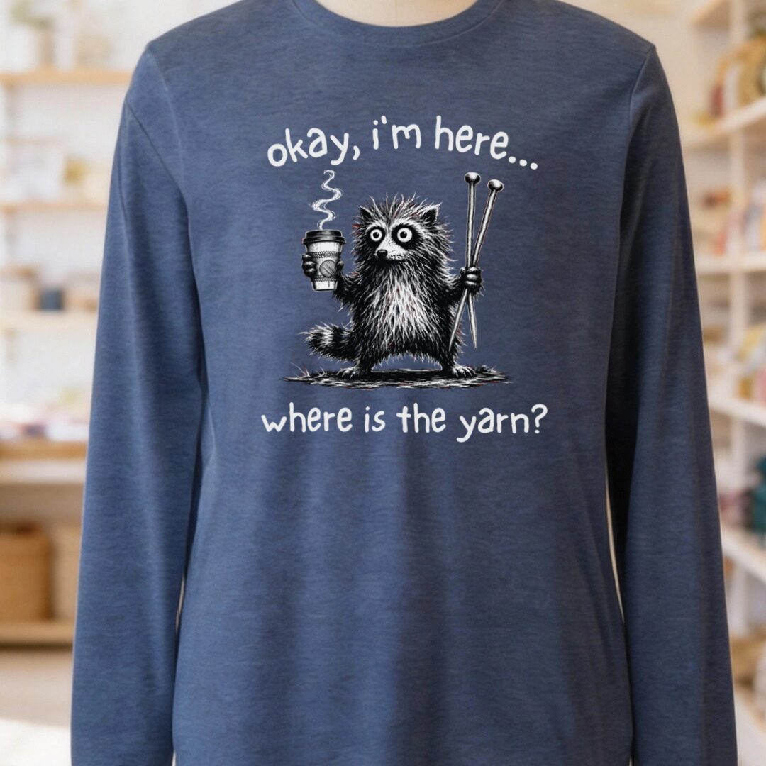 Where Is The Yarn Long Sleeve Tee Navy t-shirt