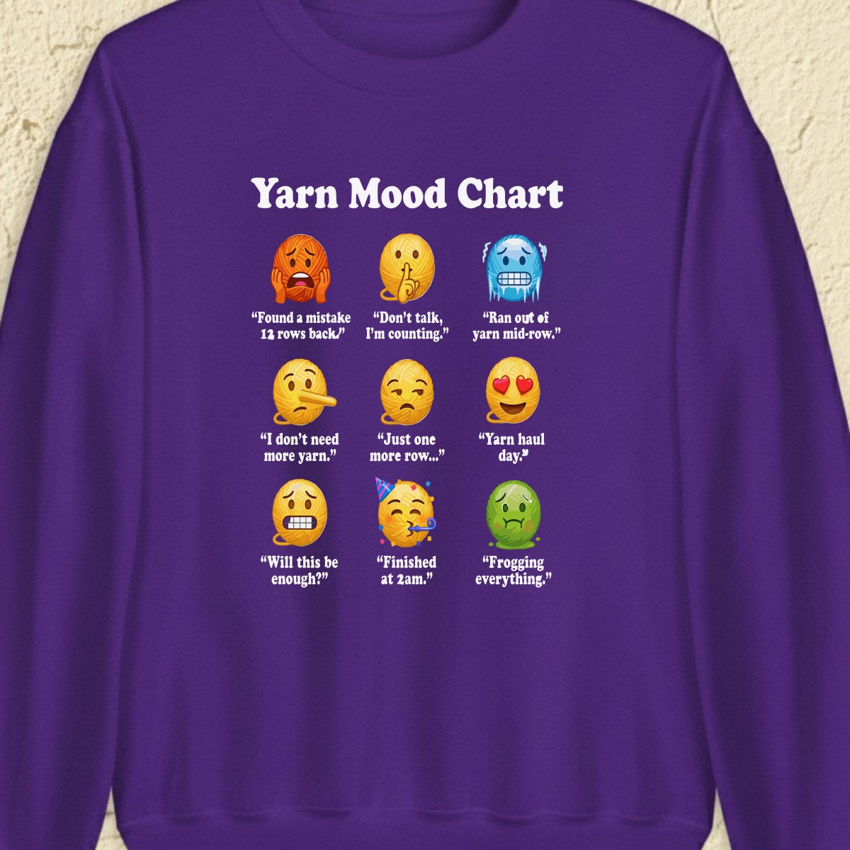 Yarn Emojis Purple Sweatshirt.jpg
