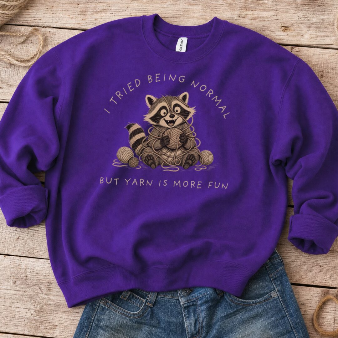 Yarn Is More Fun Purple Sweatshirt.jpg