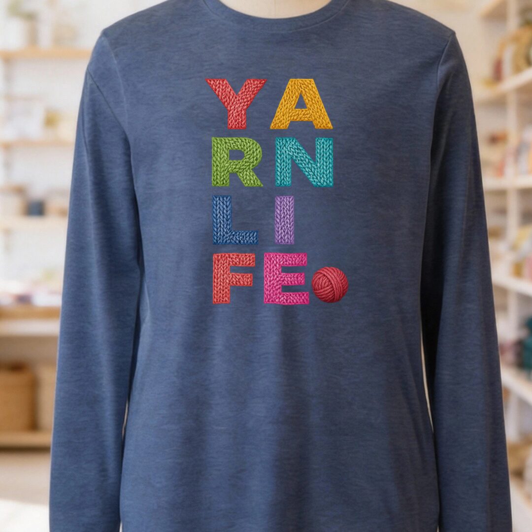 Yarn Life Long Sleeve Tee Navy t-shirt