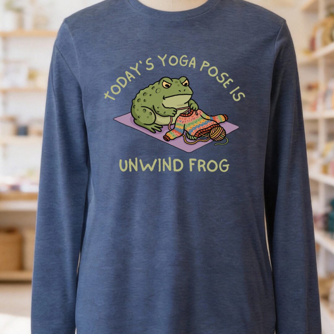 Yoga Pose Long Sleeve Tee Navy t-shirt