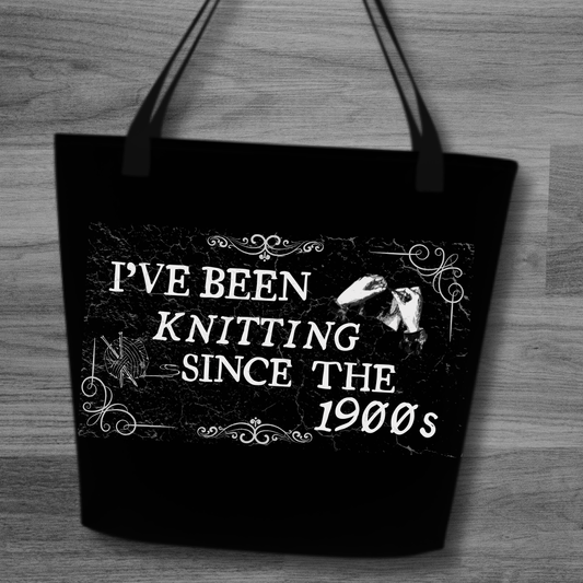 Knitting 1900s Large Tote Bag