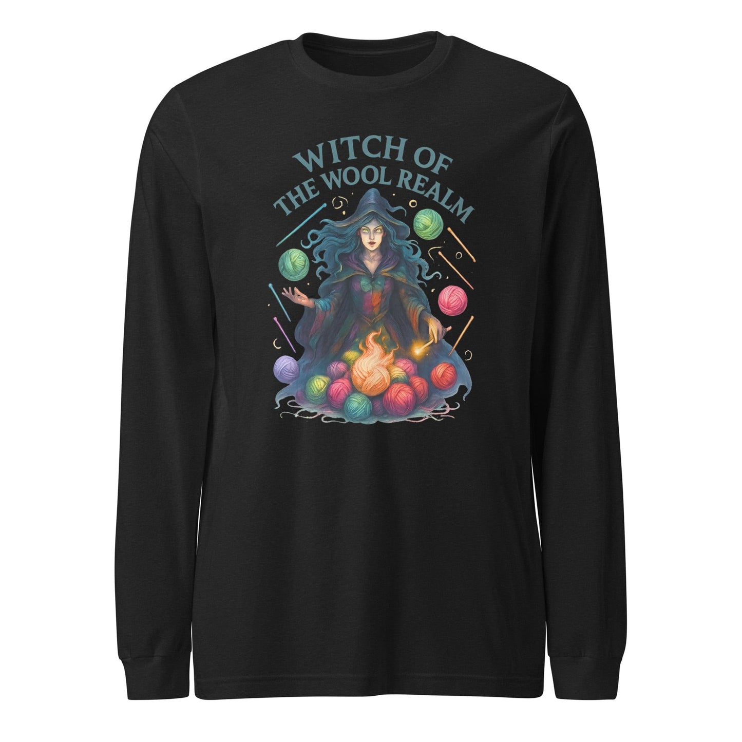 Fire Witch of the Wool Realm Long Sleeve Tee Black Heather / XS