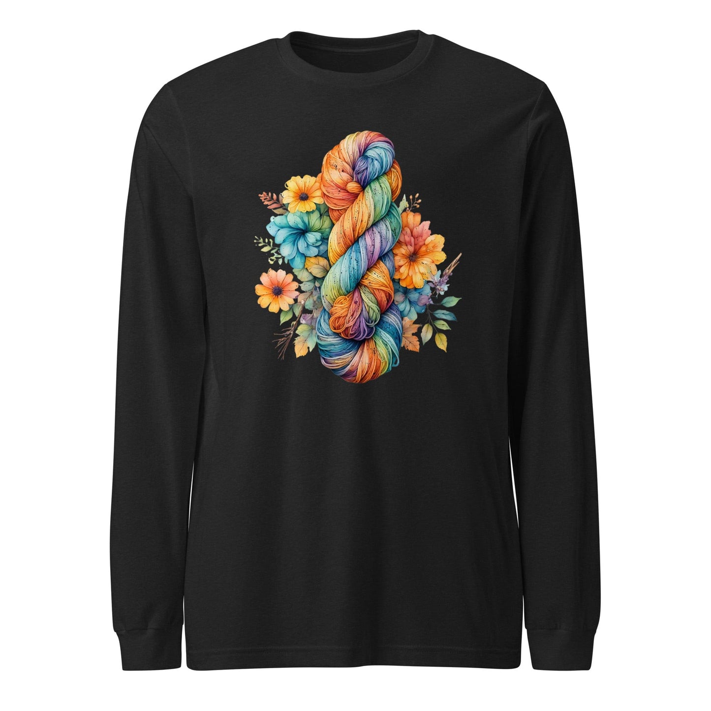 Floral Skein Long Sleeve Tee Black Heather / XS