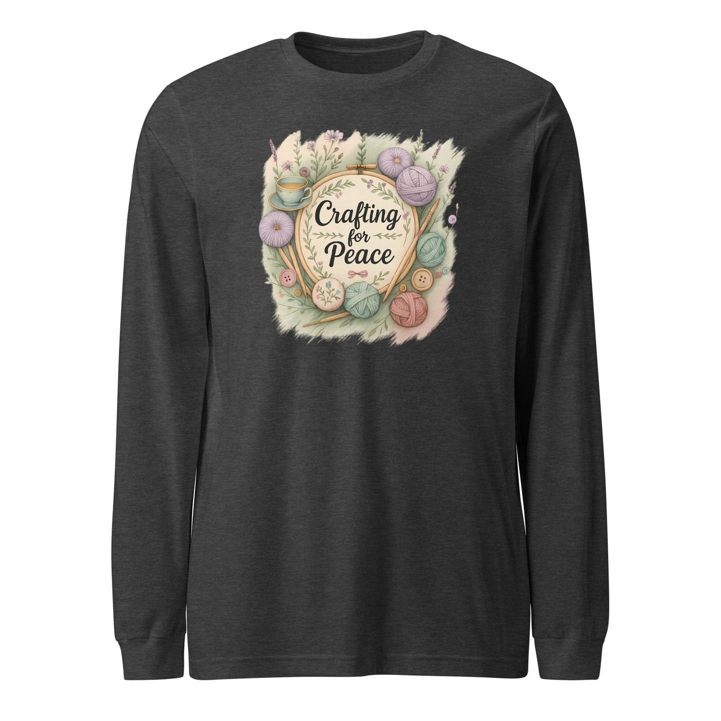 Crafting for Peace Long Sleeve Tee Dark Grey Heather / XS