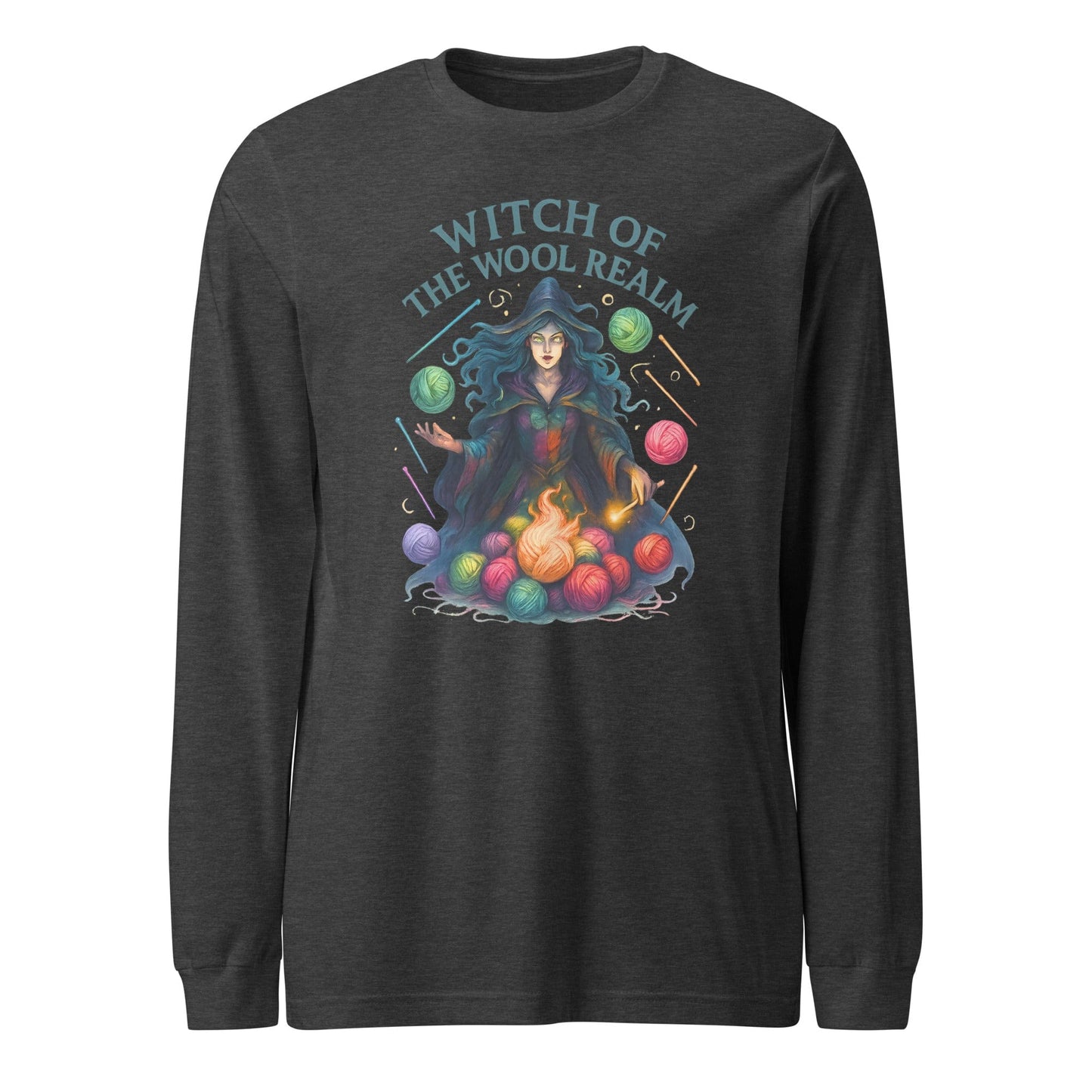 Fire Witch of the Wool Realm Long Sleeve Tee Dark Grey Heather / XS