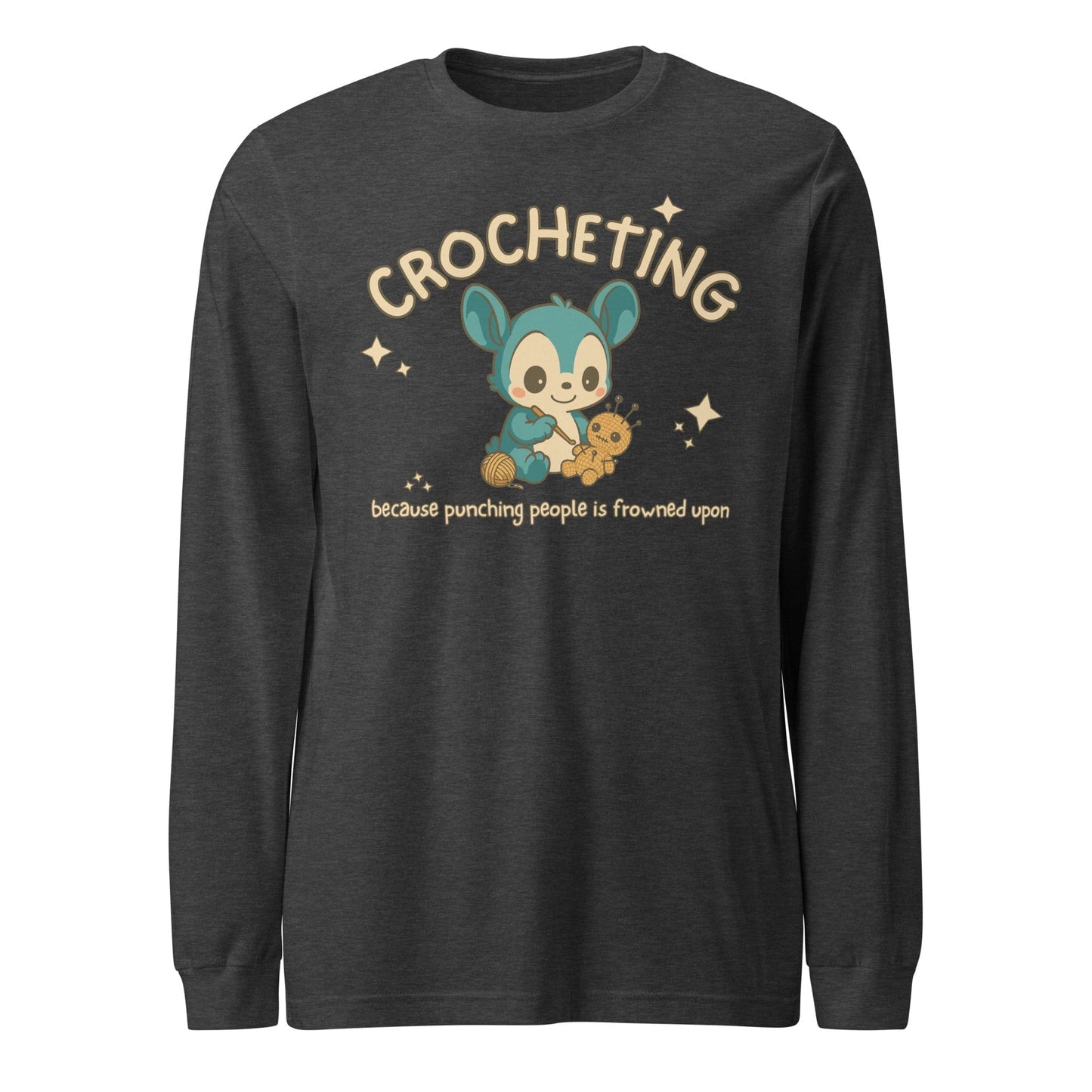 Punching People Is Frowned Upon Long Sleeve Tee Dark Grey Heather / XS