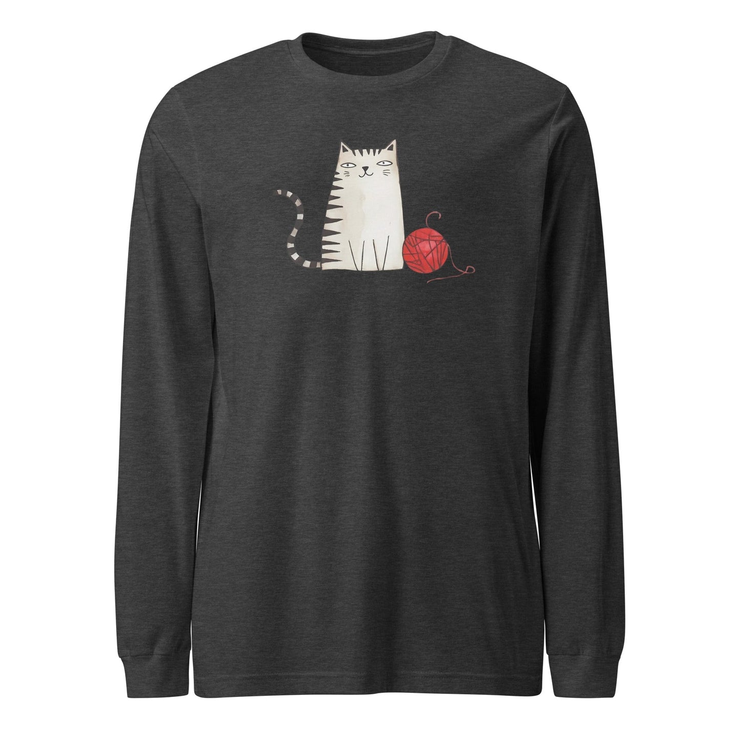 Sketchy Cat Long Sleeve Tee Dark Grey Heather / XS