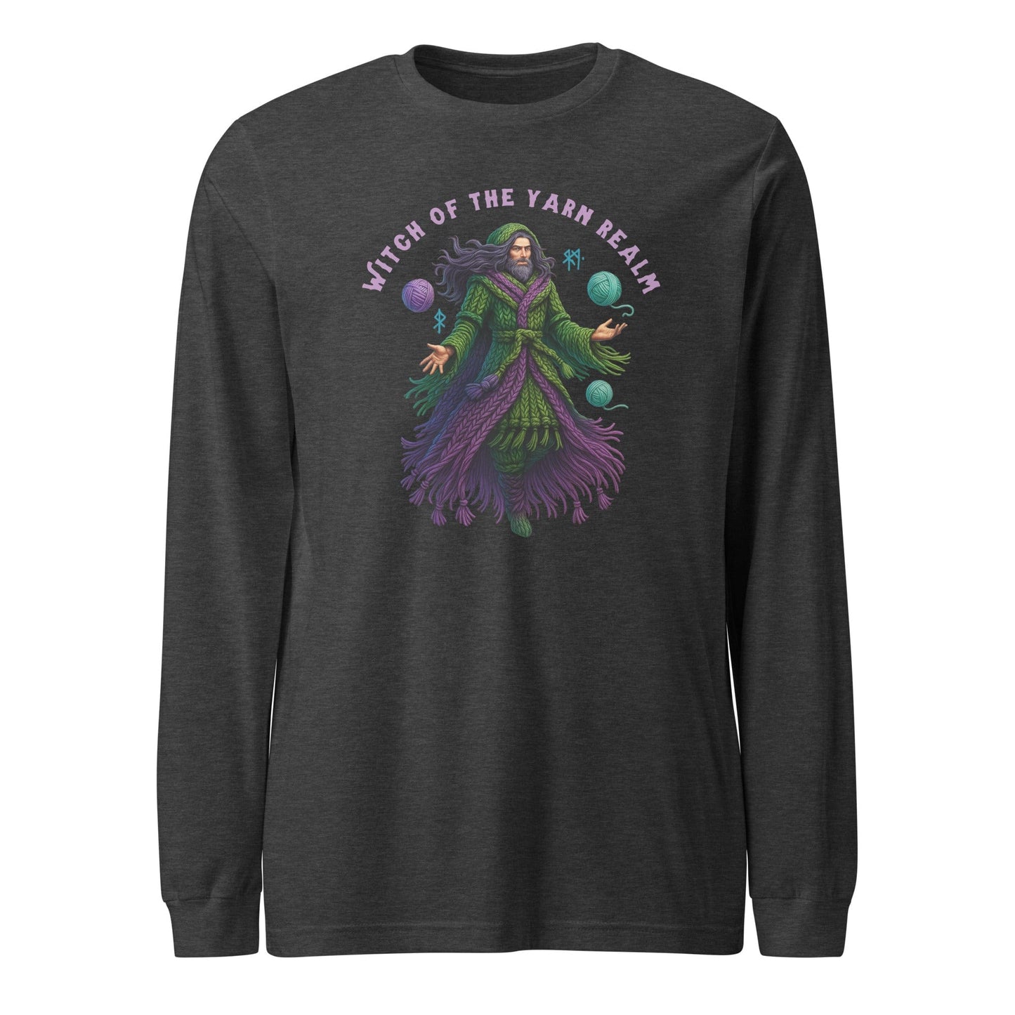 Warlock of the Yarn Realm Long Sleeve Tee Dark Grey Heather / XS