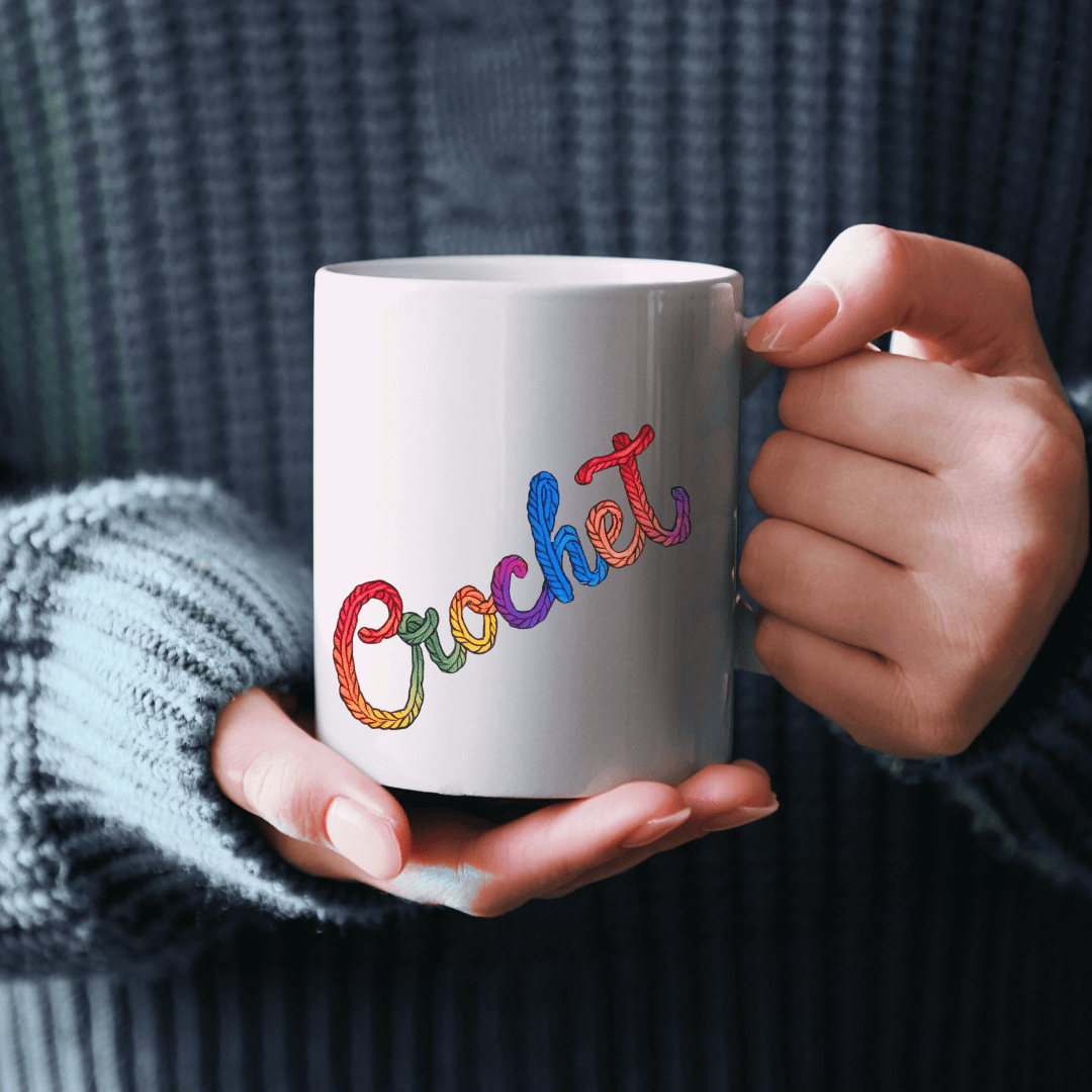Rainbow Crochet Mug