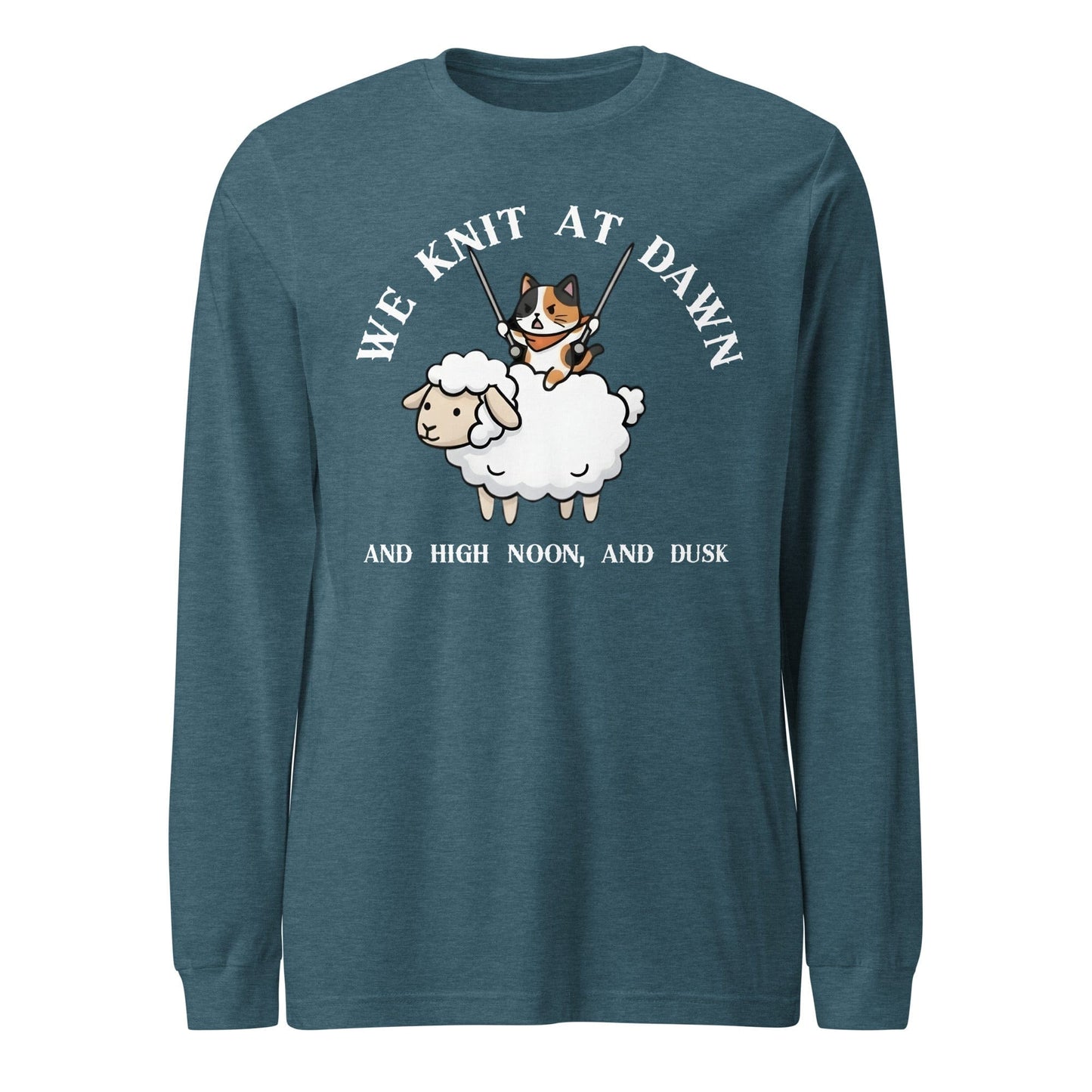 We Knit At Dawn Long Sleeve Tee Heather Deep Teal / S