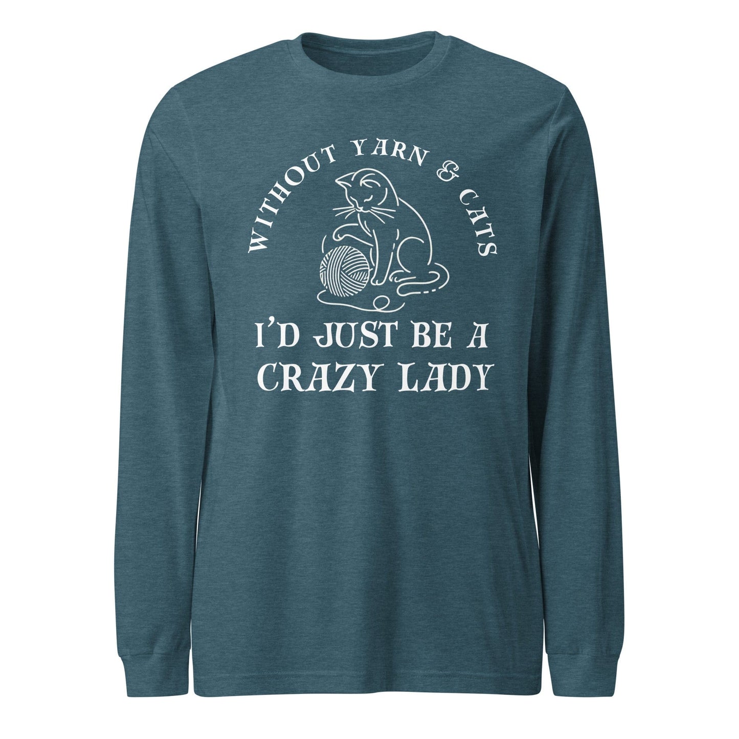 Cats & Yarn Long Sleeve Tee Heather Deep Teal / XS
