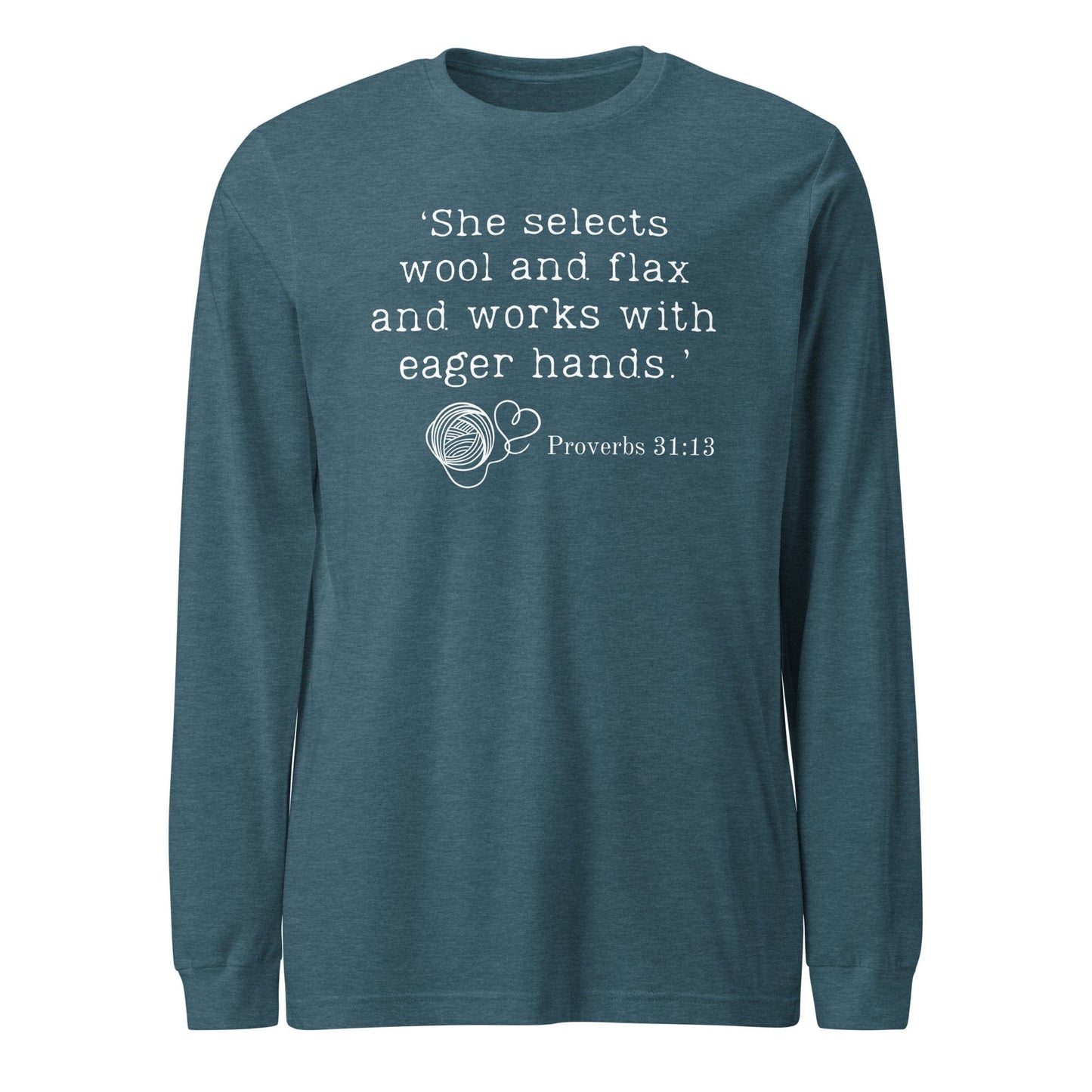 Christian Proverb Long Sleeve Tee Heather Deep Teal / XS