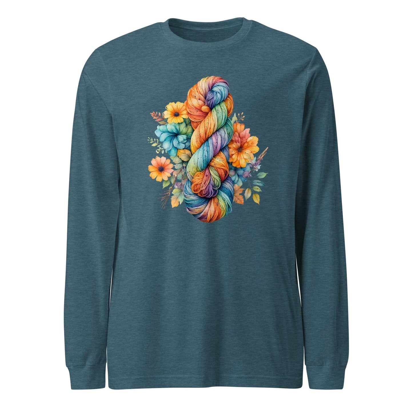 Floral Skein Long Sleeve Tee Heather Deep Teal / XS