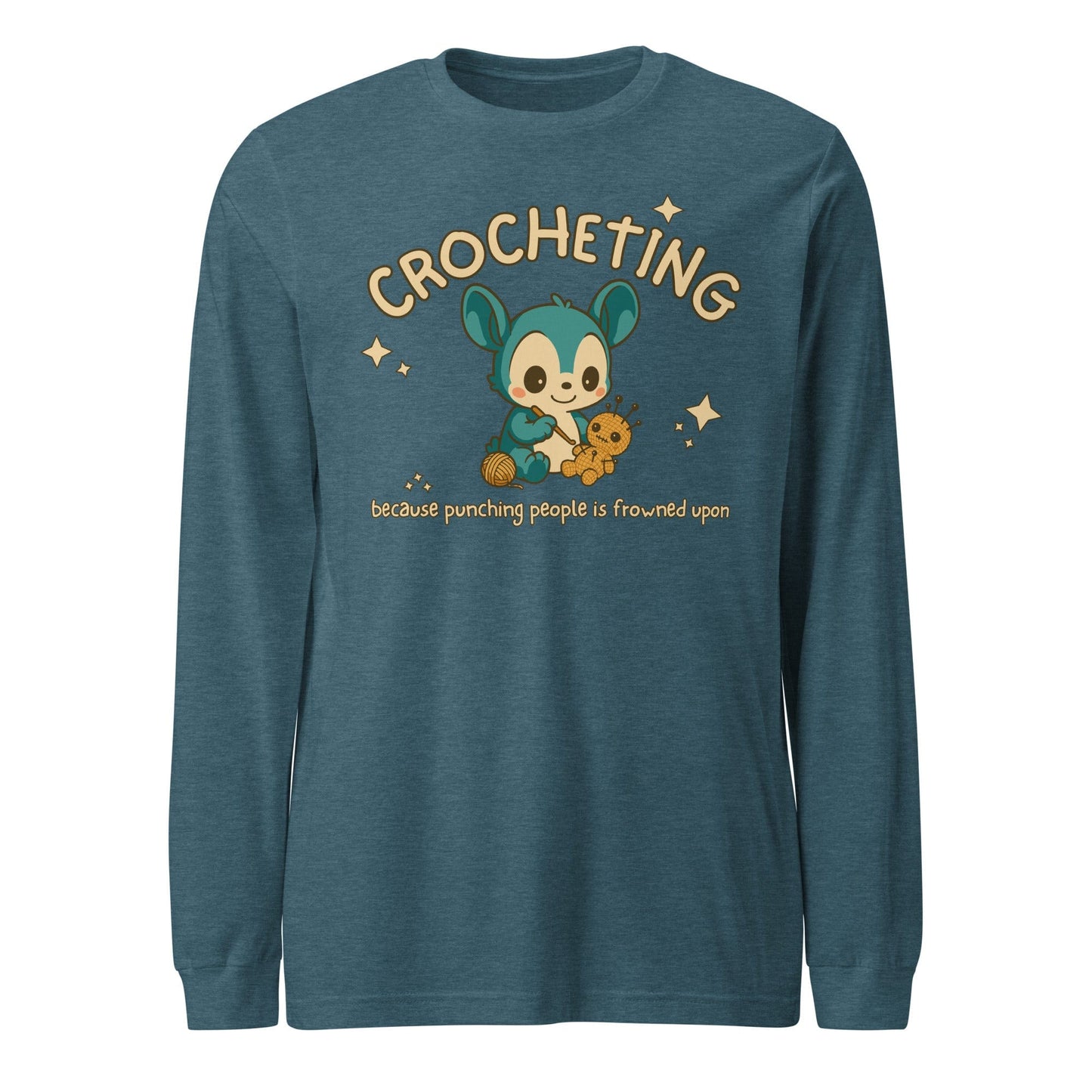 Punching People Is Frowned Upon Long Sleeve Tee Heather Deep Teal / XS