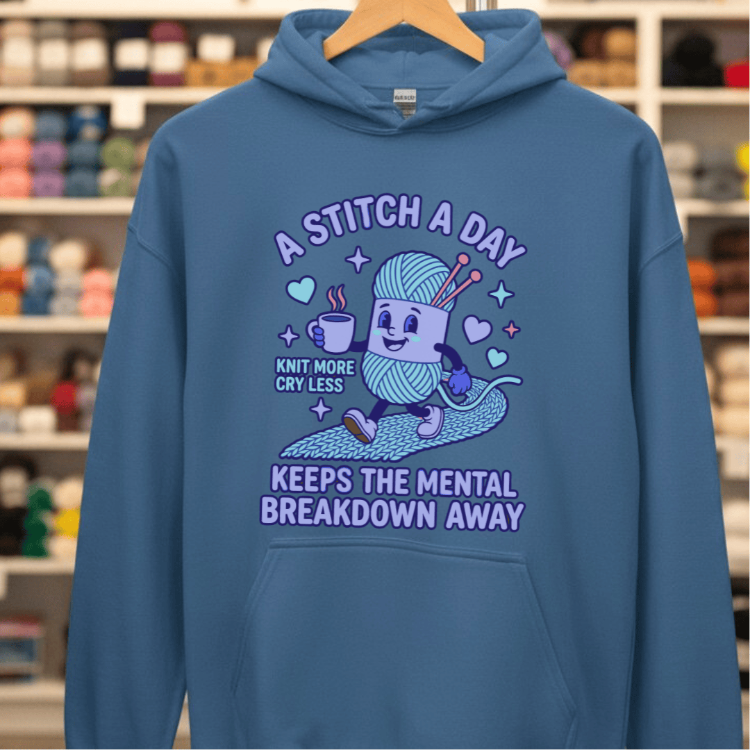 A Stitch A Day Hoodie Indigo Blue / S