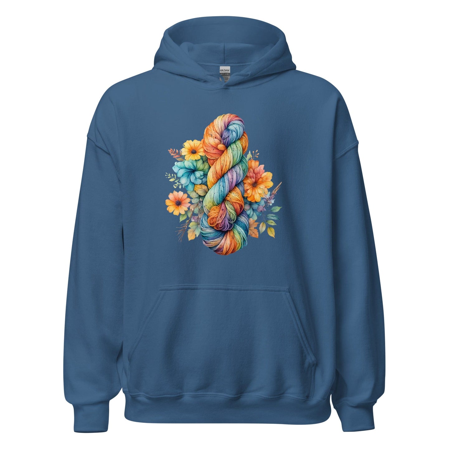 Floral Skein Hoodie Indigo Blue / S