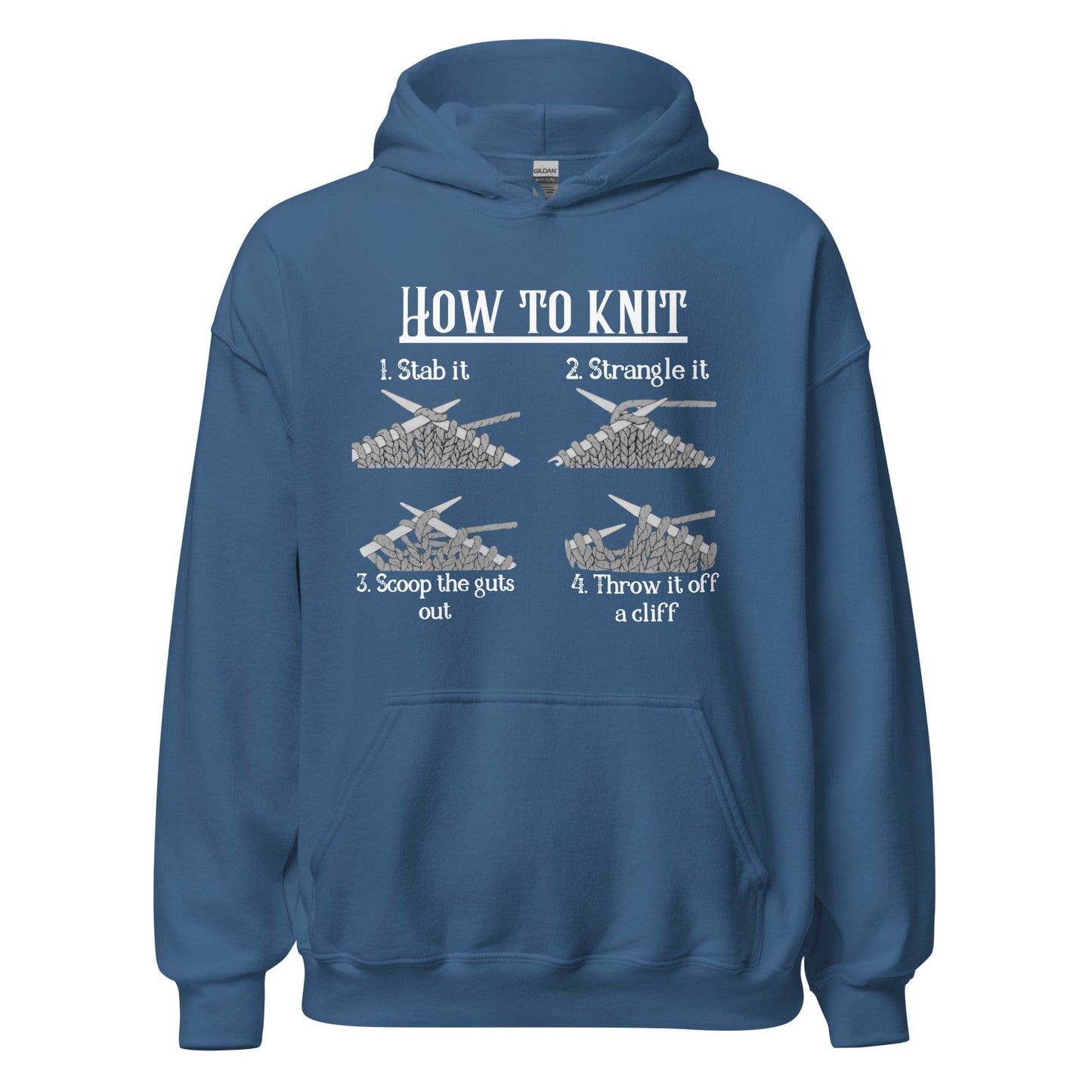 How to Knit Hoodie Indigo Blue / S